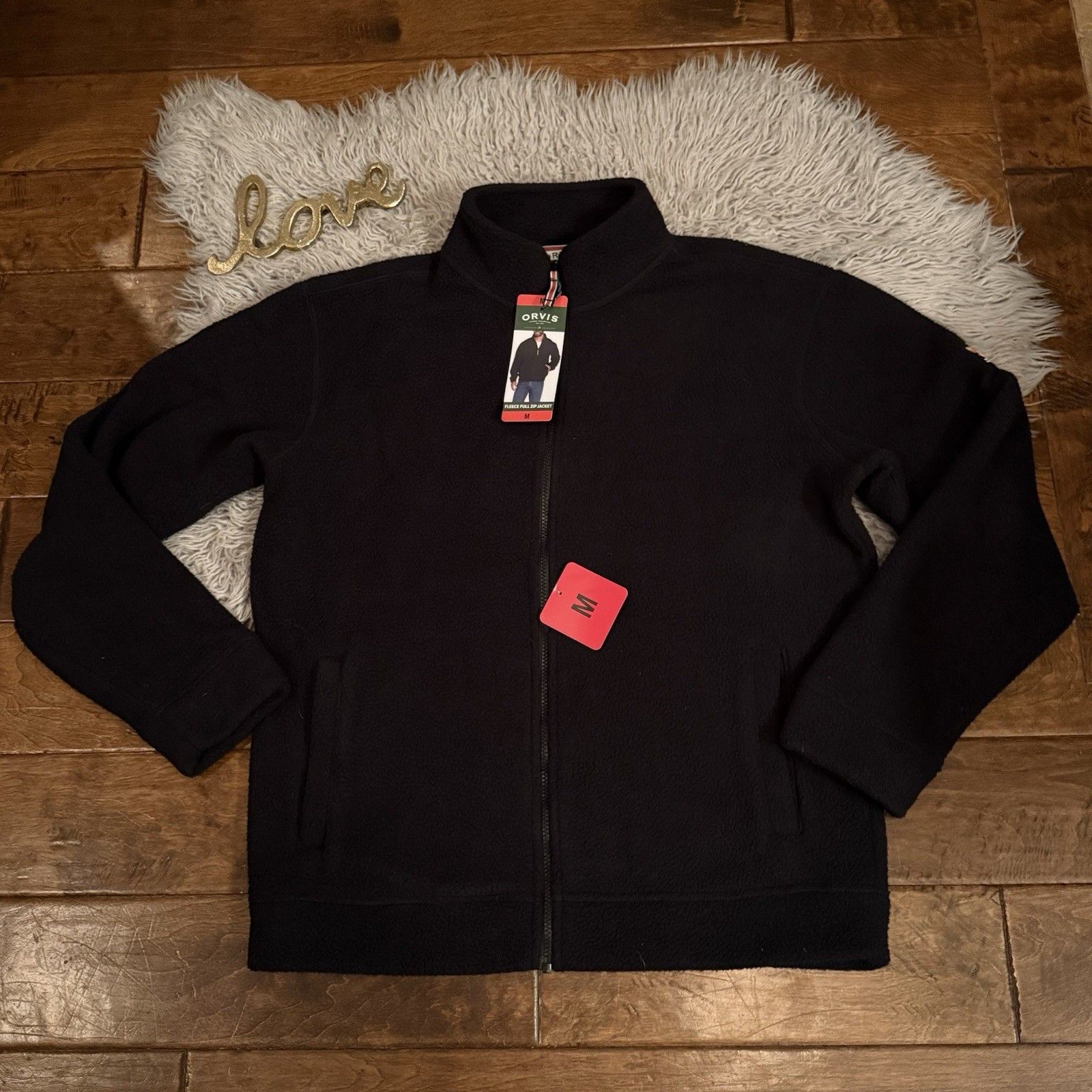Orvis Mens Jacket Fleece Full Zip Jacket Black Size Medium New